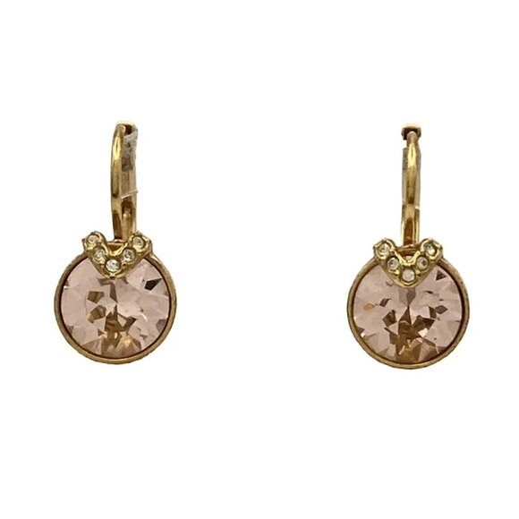 Auth SWAROVSKI - Gold Clear Hardware Swarovski Crystal Earrings - Picture 1 of 3